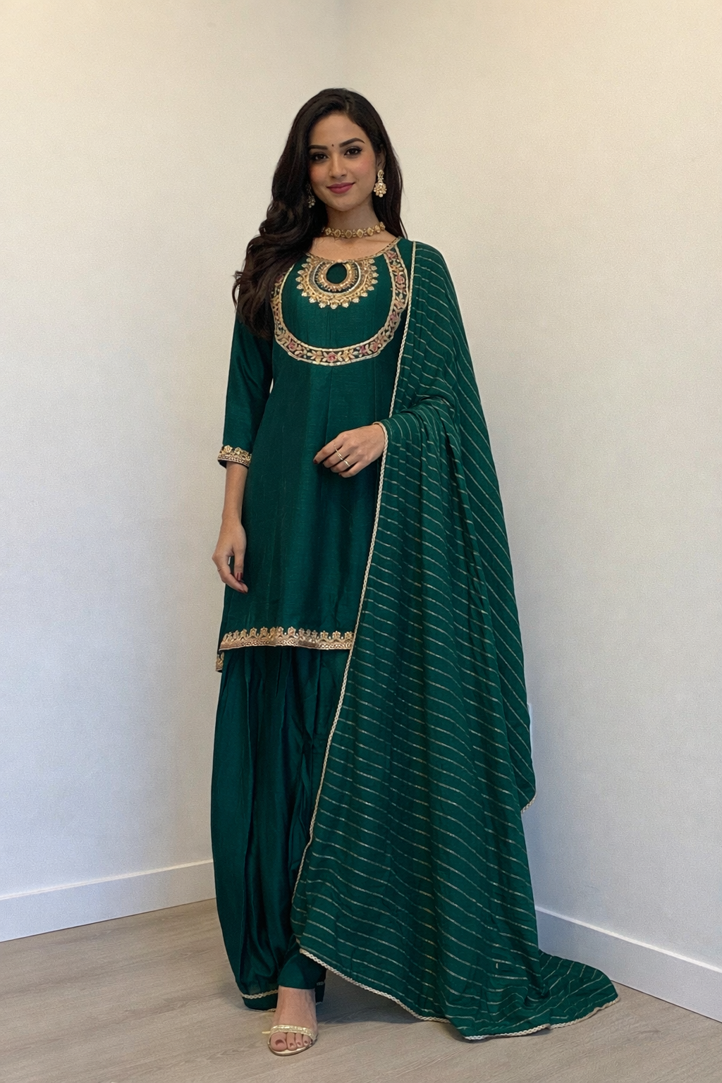 Short Anarkali with Afghani salwar